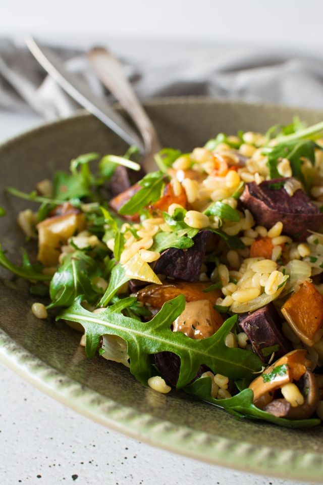 A warming, vegan Winter salad, full of healthy root vegetables and wheat berries. You won't want to miss this one!
