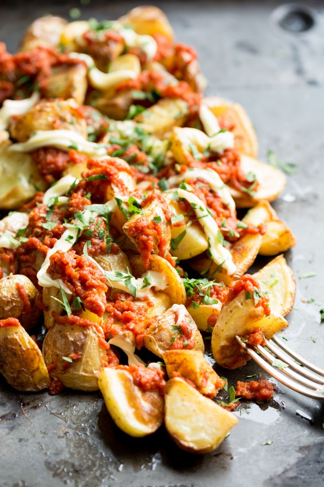 Patatas Bravas is an addictive Spanish starter, but it's pretty heavy on the calories.. You'd never know this recipe was "lightened up" when you try it!