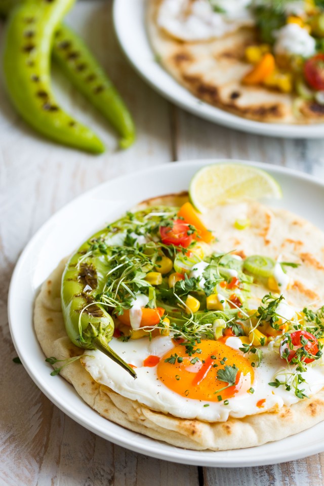 What's your go-to breakfast? These loaded breakfast naans with chargrilled peppers, avocado, sweetcorn and egg are a surprisingly satisfying combination. The soft, pillowy naan is the perfect base of all your favourite breakfast toppings!