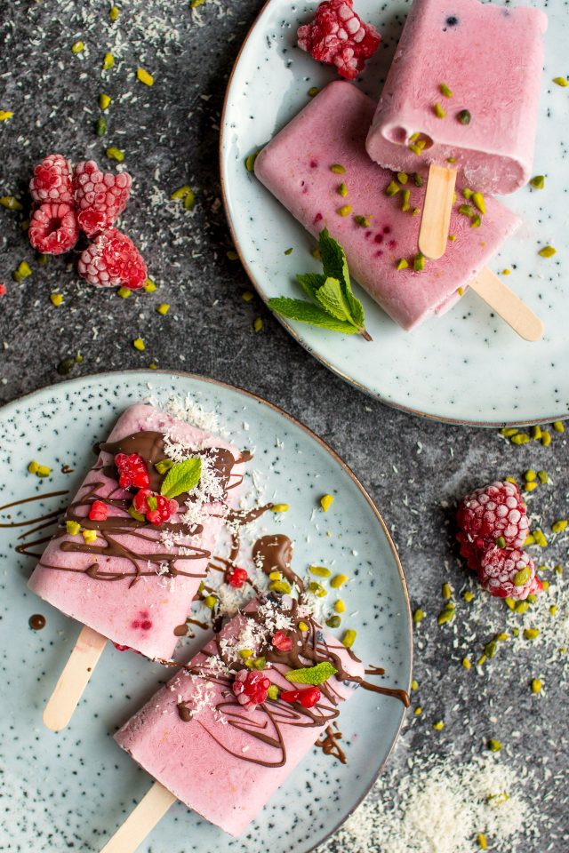 Dairy Free Raspberry Coconut Smoothie Popsicles, perfect for making with kids during the summer! These wholesome, healthy popsicles feel like such a treat, with no refined sugar or dairy!