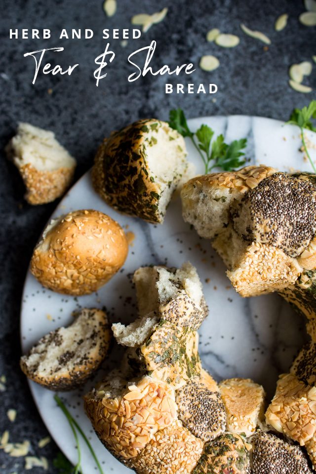 This herb and seed tear and share bread would be perfect for a gathering or party!