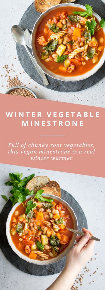 A winter vegetable minestrone soup, full of vitamins and minerals for a hearty winter meal!