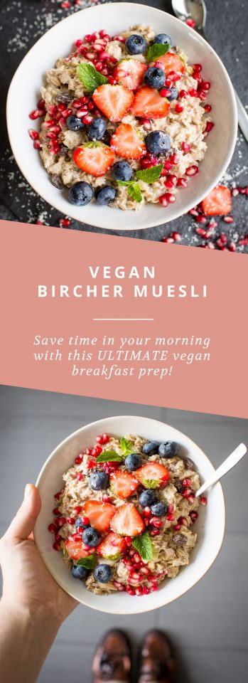 Save time in your morning routine with a bowl of this make ahead vegan bircher muesli