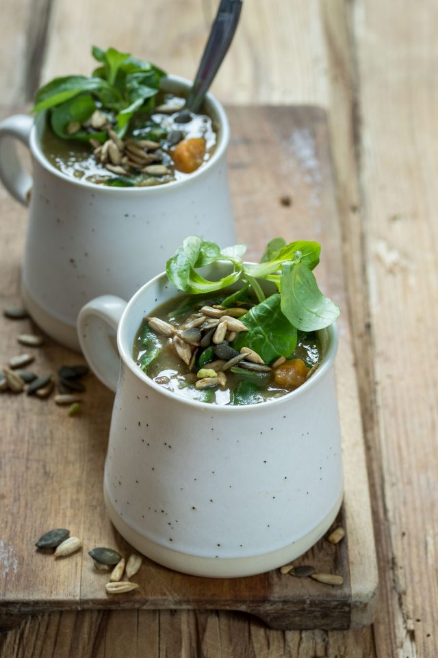 A delicious, healthy lentil, potato and greens soup, ready to prep your immune system for the colder weather