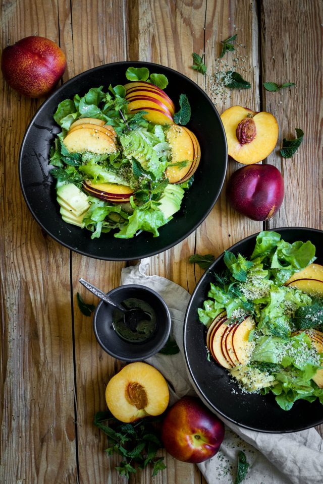 Summer Nectarine Salad with Dill Vinaigrette and avocado